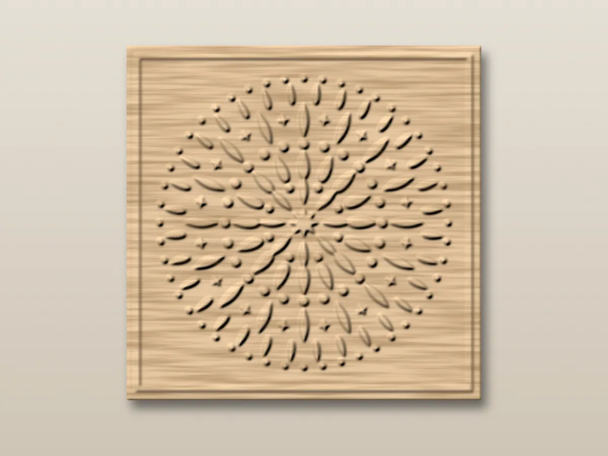 3D Rosette Relief Panel, CNC design mockup