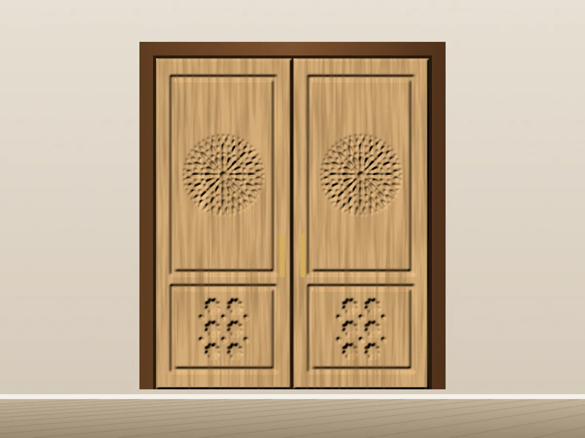 Floral Carved Main Door, CNC design mockup