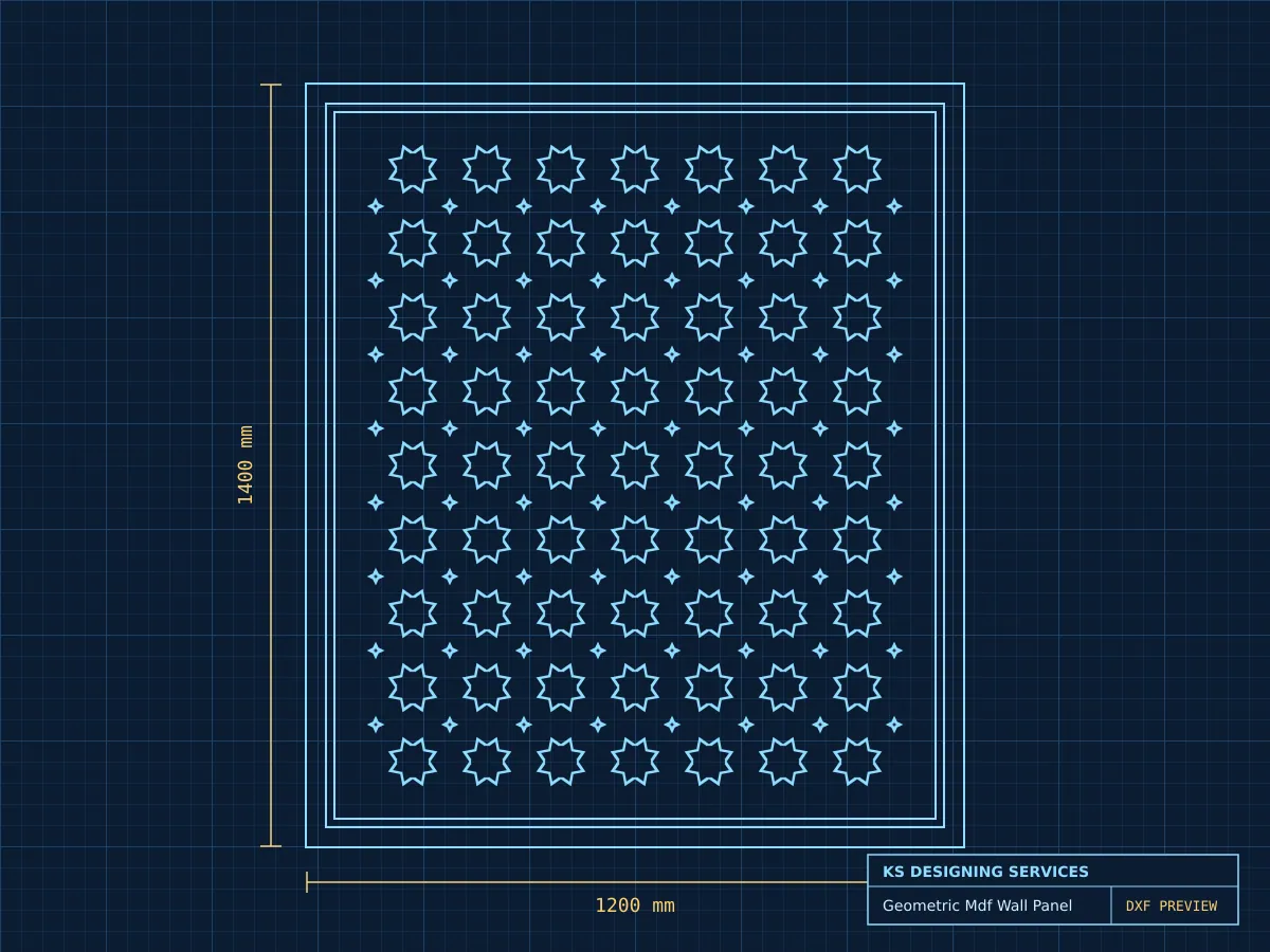 Geometric MDF Wall Panel, vector file preview