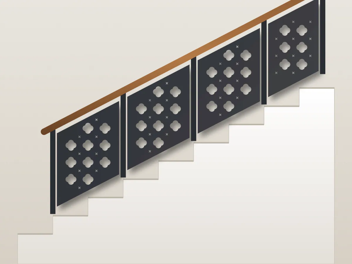 Moroccan Quatrefoil Stair Railing, CNC design mockup